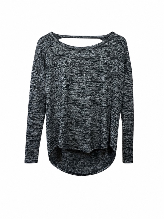 rag & bone Tops - Rag & Bone Gray Black Marled Draped Back Long Sleeve Top Oversized Open Back